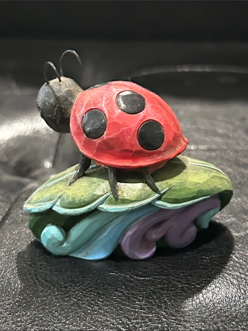 Jim Shore Red and Black Ladybug on Multicolor Leaf Figurine